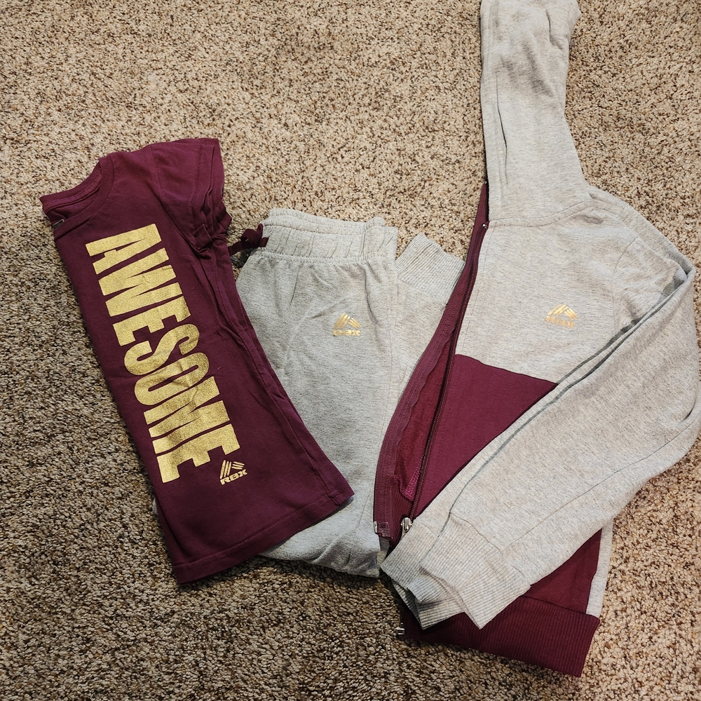 Reebok Gray and Red Sweatpants Relaxed Fit Joggers
